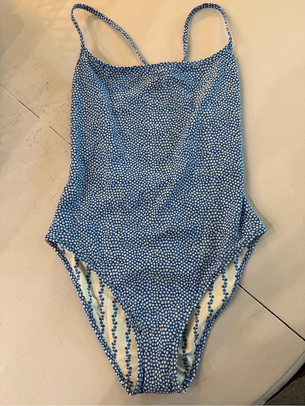J.Crew blue and white one piece bathing suit.  Size 6. New with tags.